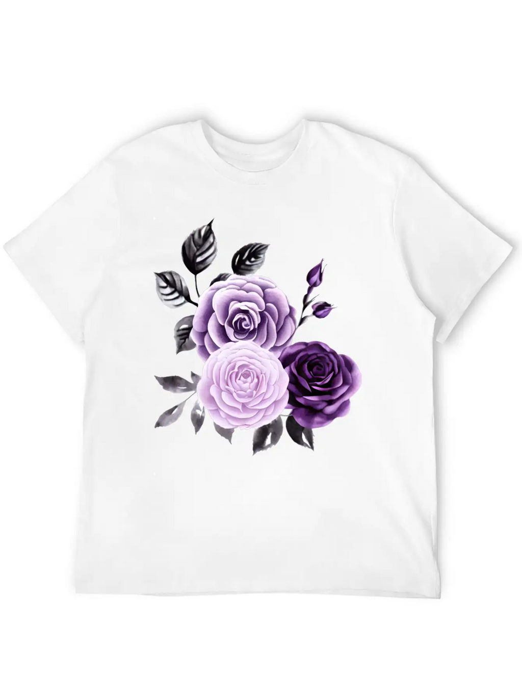 Purple Roses Essential Cotton Tee For Daily Outfits – Unisex Style