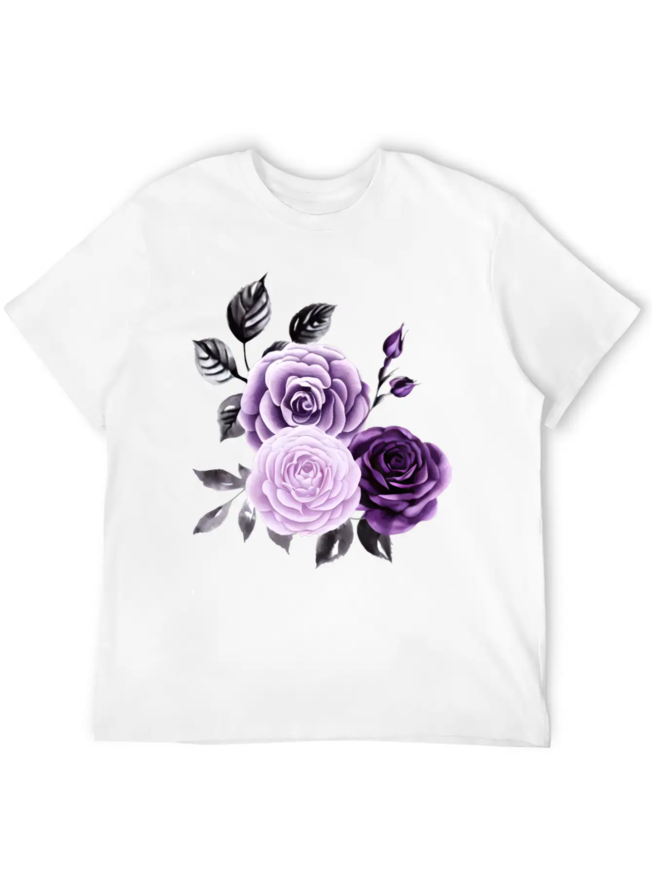 Purple Roses Essential Cotton Tee For Daily Outfits – Unisex Style