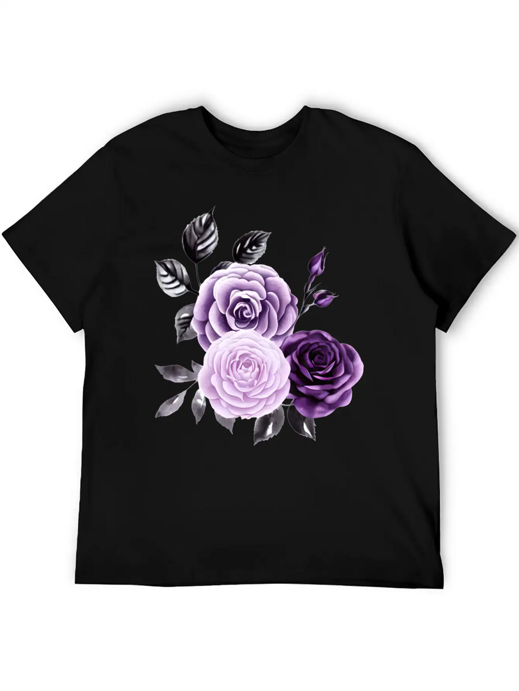 Purple Roses Essential Cotton Tee For Daily Outfits – Unisex Style