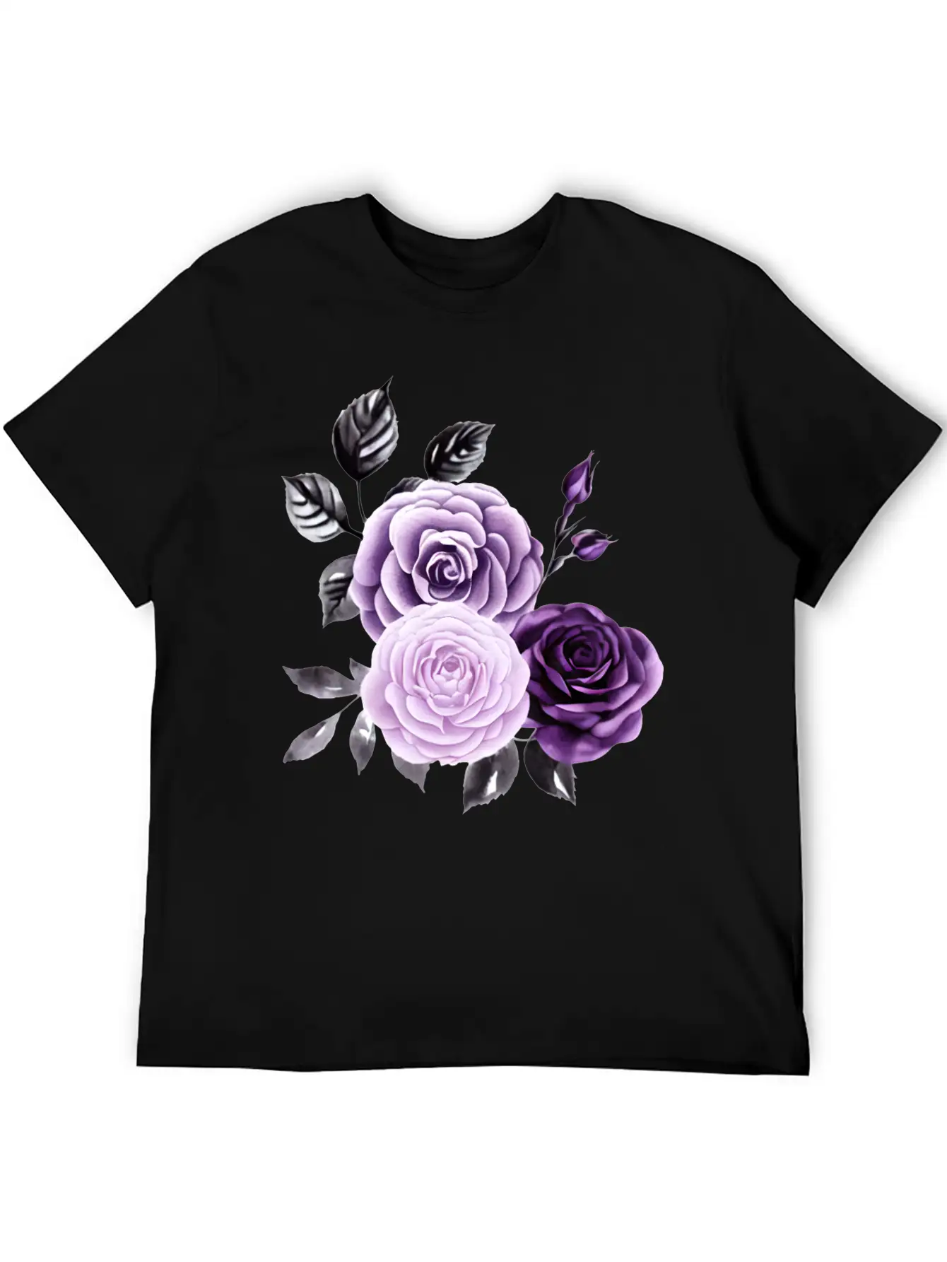 Purple Roses Essential Cotton Tee For Daily Outfits – Unisex Style