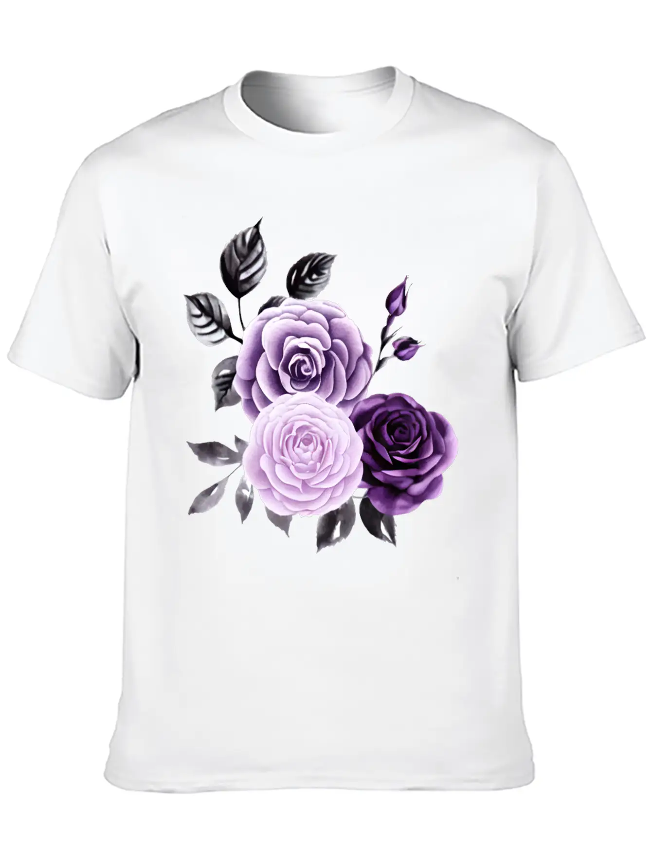 Purple Roses Essential Cotton Tee For Daily Outfits – Unisex Style
