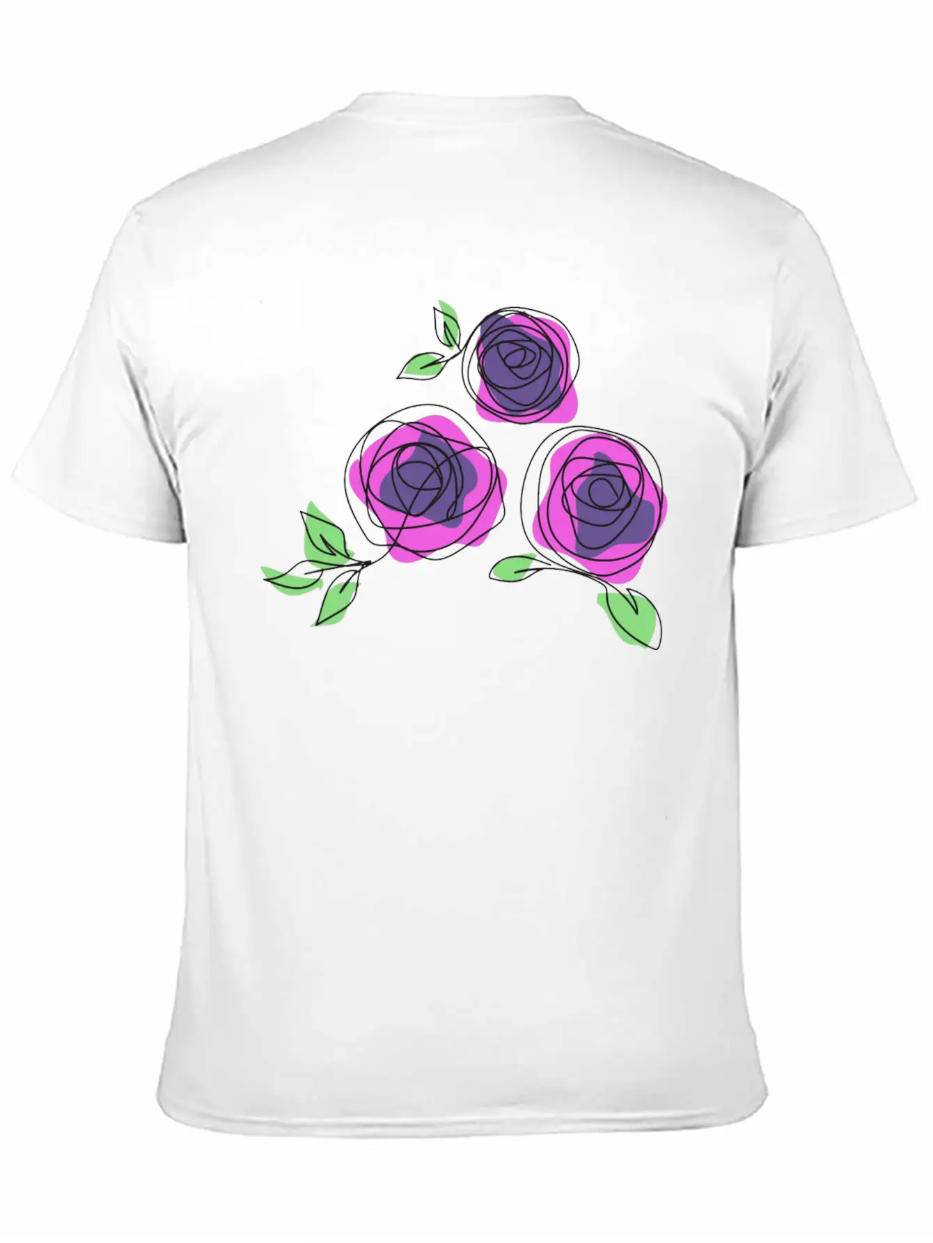 Purple Roses | One Line Art Rose Unisex Casual T-Shirt – Clean Design For Daily Comfort