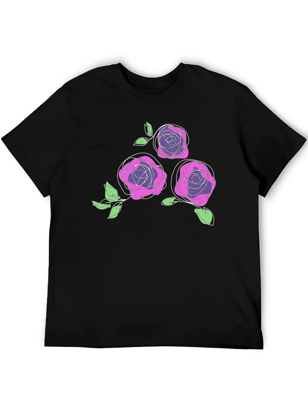 Purple Roses | One Line Art Rose Unisex Casual T-Shirt – Clean Design For Daily Comfort