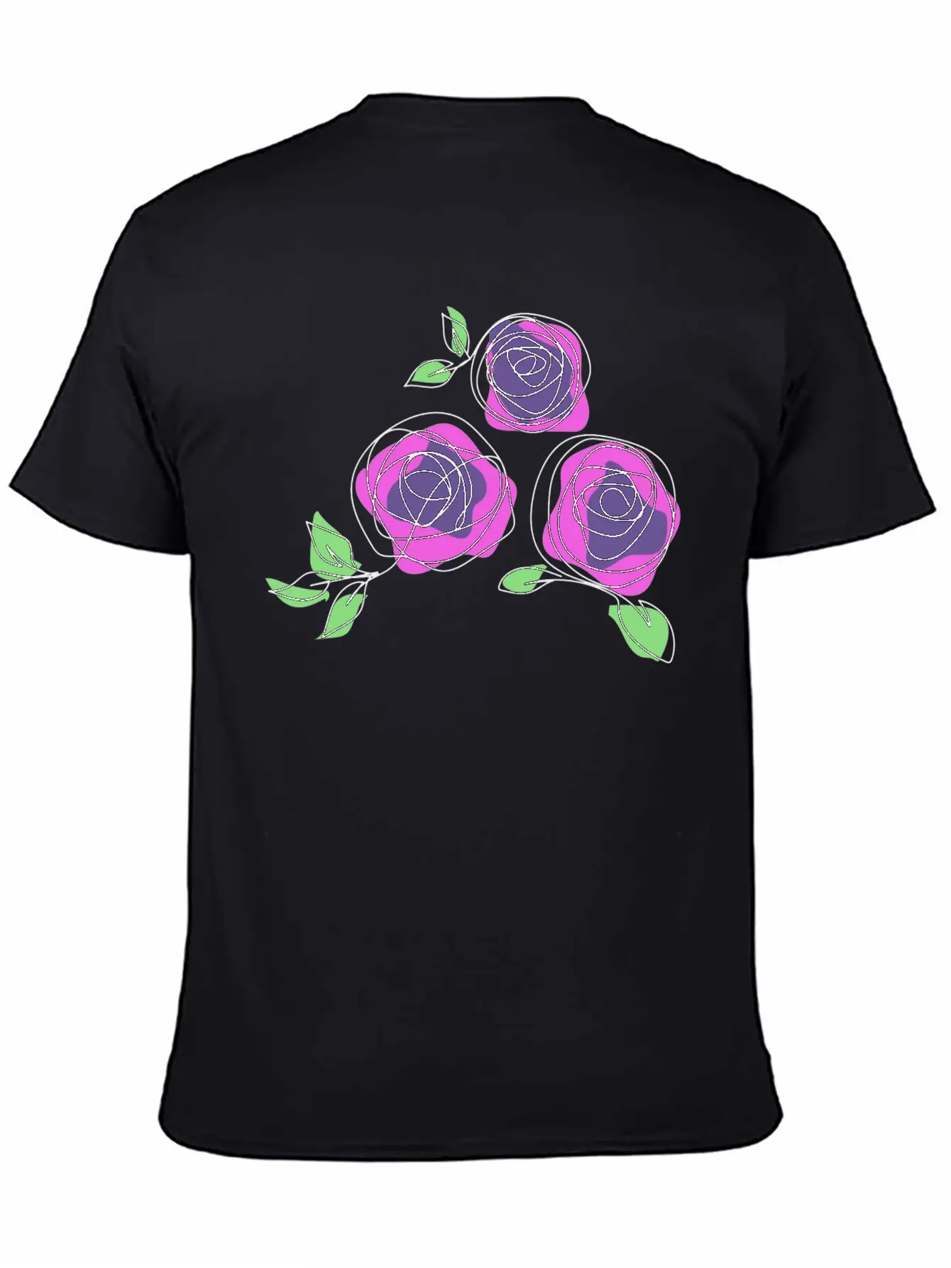 Purple Roses | One Line Art Rose Unisex Casual T-Shirt – Clean Design For Daily Comfort