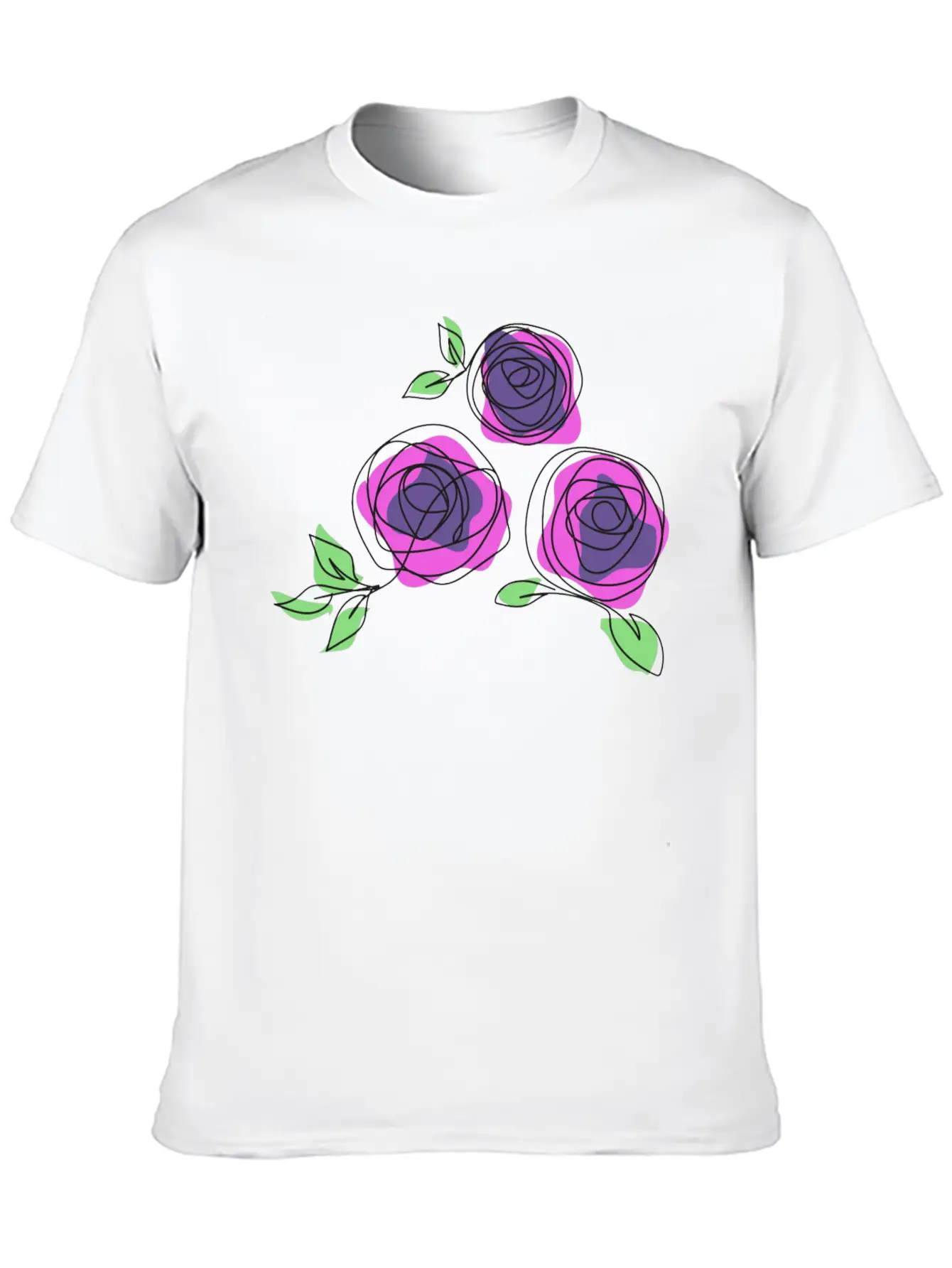 Purple Roses | One Line Art Rose Unisex Casual T-Shirt – Clean Design For Daily Comfort