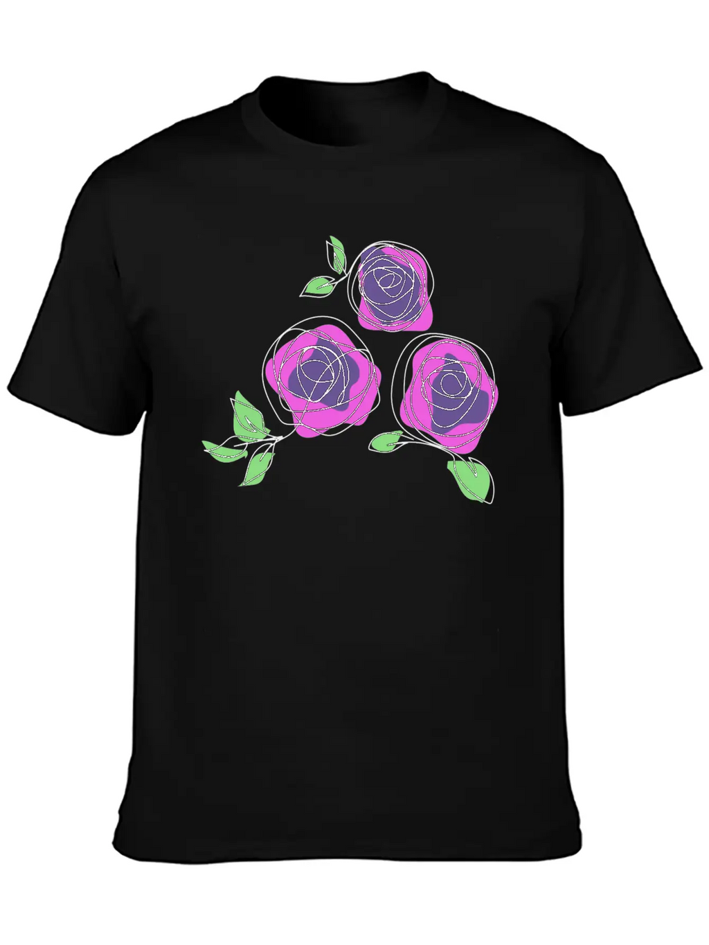 Purple Roses | One Line Art Rose Unisex Casual T-Shirt – Clean Design For Daily Comfort