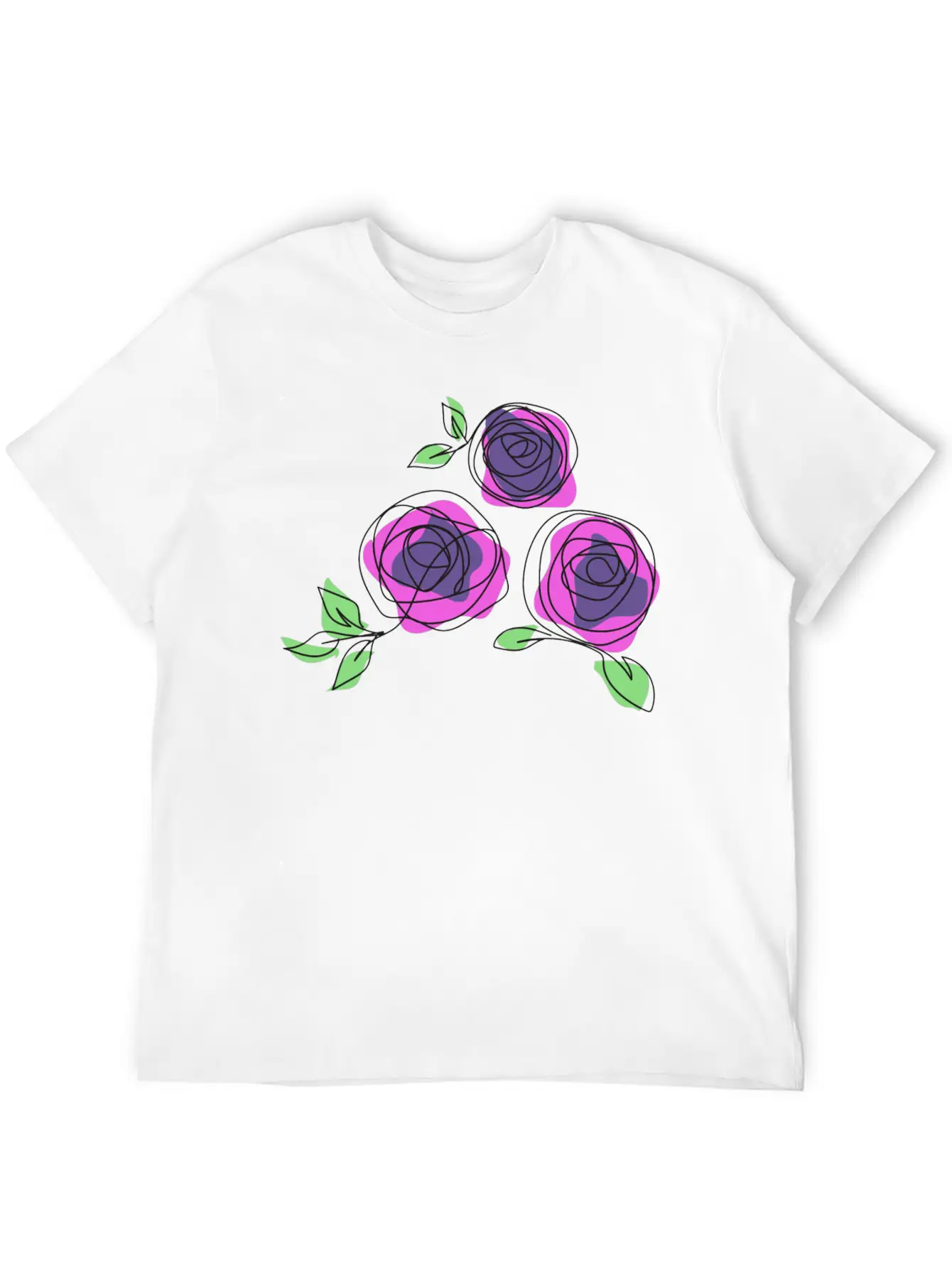 Purple Roses | One Line Art Rose Unisex Casual T-Shirt – Clean Design For Daily Comfort