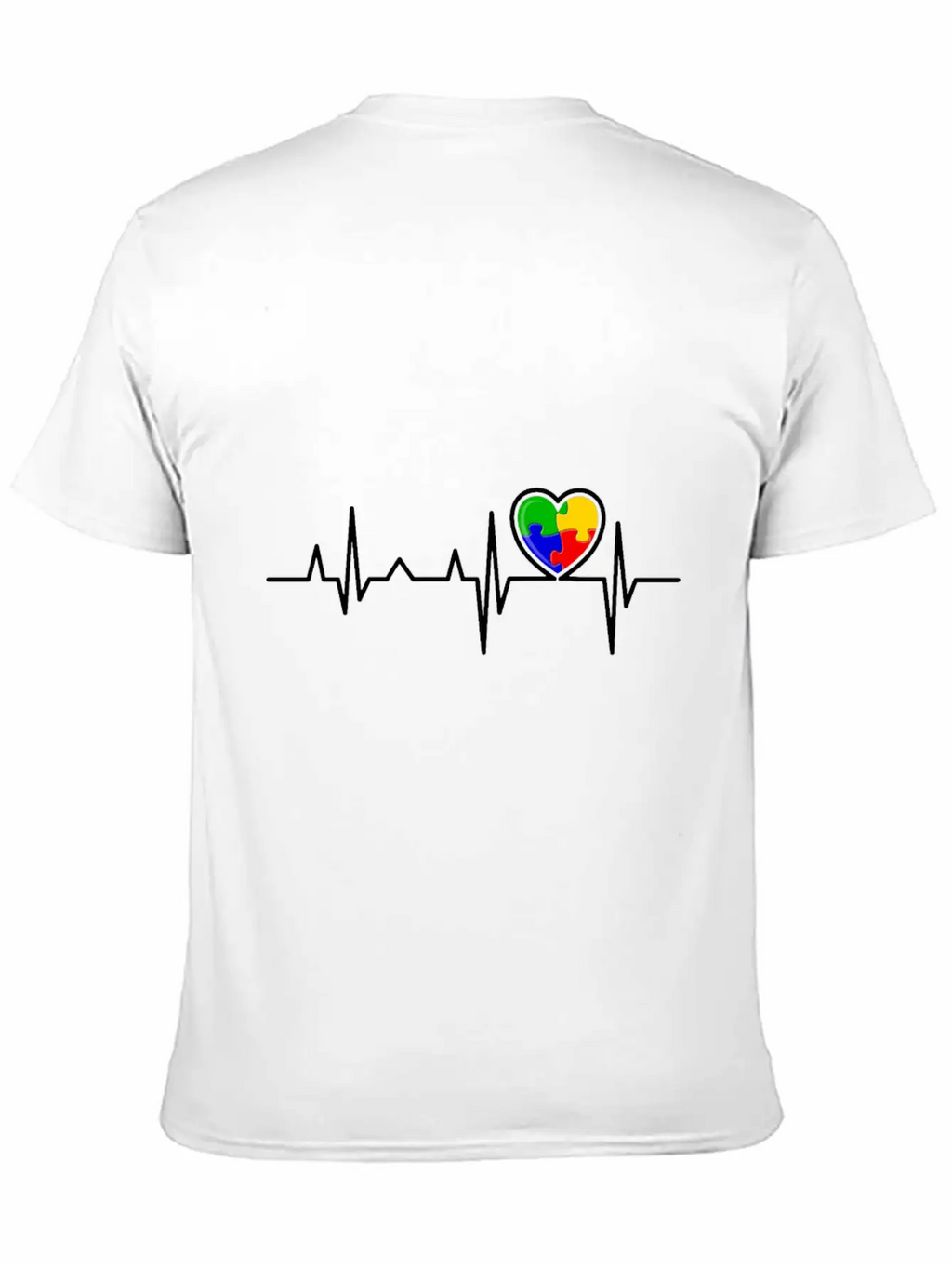 Puzzle Heart Heart Beat Autism Awareness Month Timeless Short Sleeve Tee – Comfy And Minimalist Design