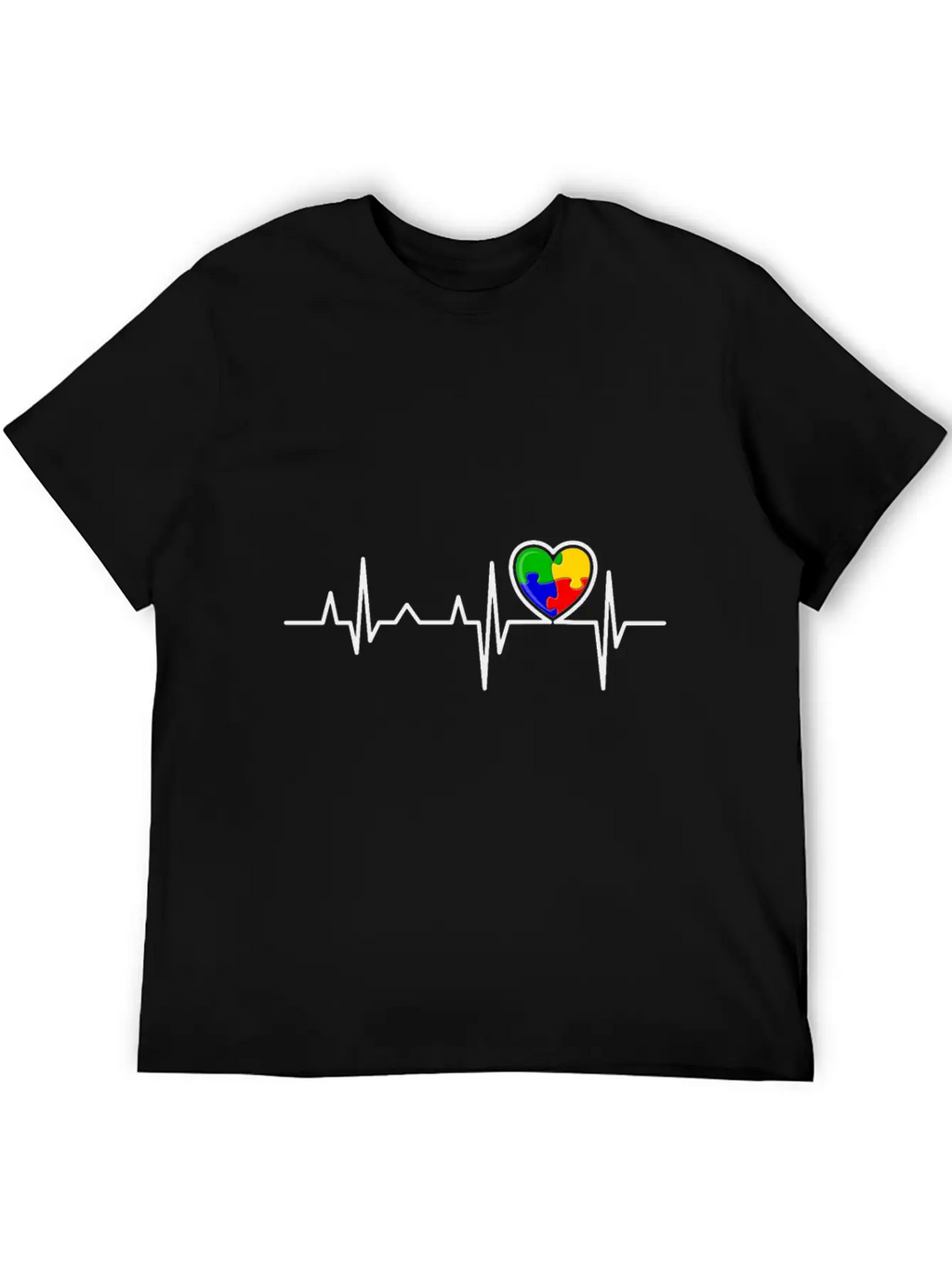 Puzzle Heart Heart Beat Autism Awareness Month Timeless Short Sleeve Tee – Comfy And Minimalist Design