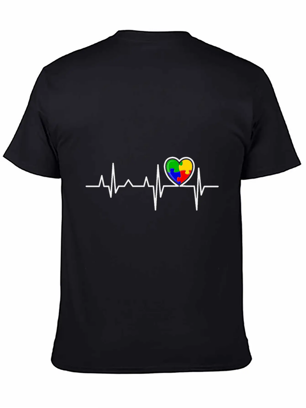 Puzzle Heart Heart Beat Autism Awareness Month Timeless Short Sleeve Tee – Comfy And Minimalist Design