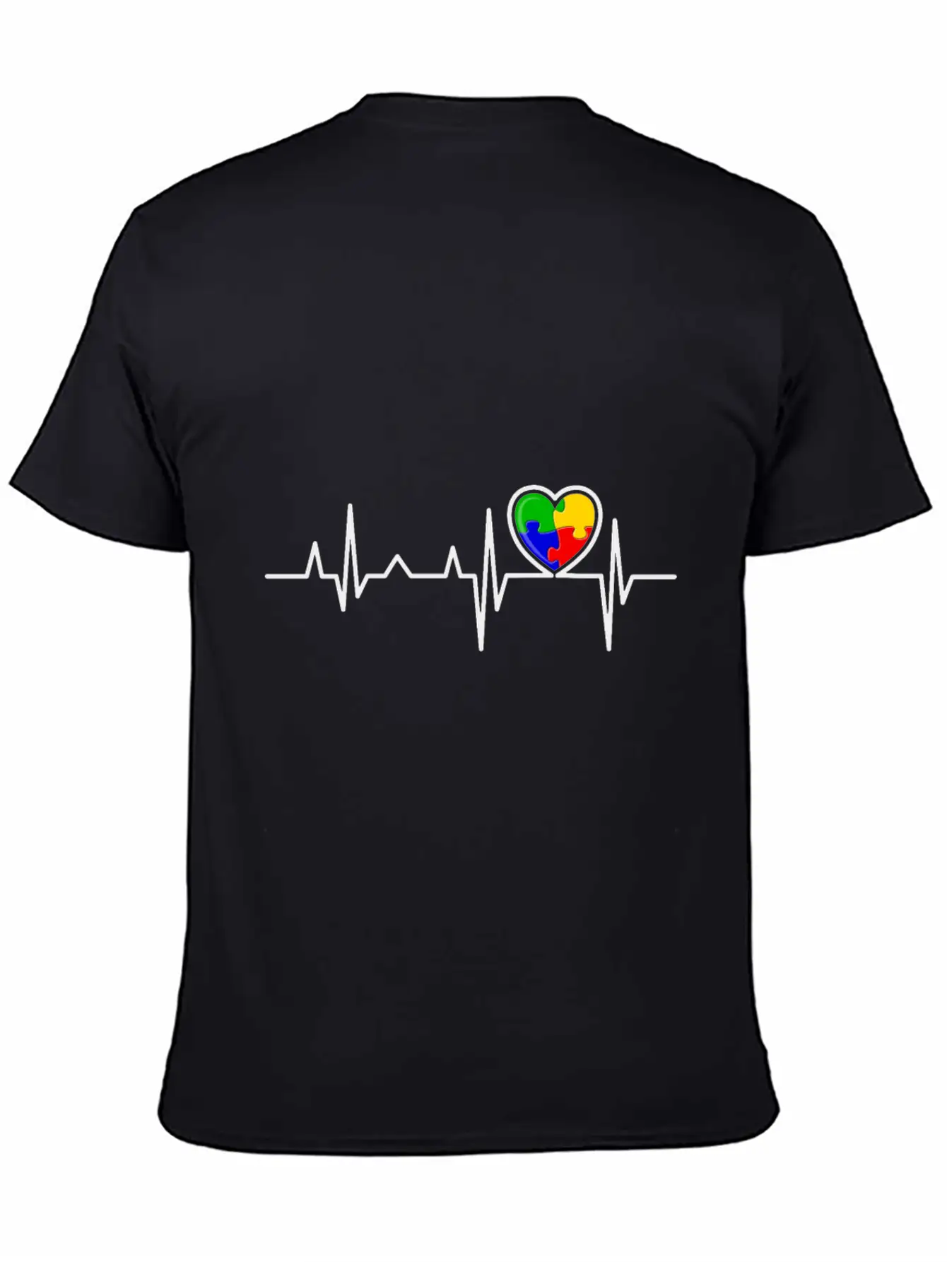 Puzzle Heart Heart Beat Autism Awareness Month Timeless Short Sleeve Tee – Comfy And Minimalist Design