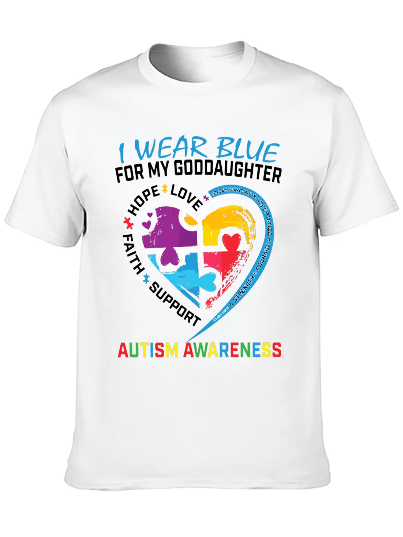 Puzzle I Wear Blue Goddaughter Autism Awareness Relaxed Everyday Tee – Lightweight And Durable Cotton