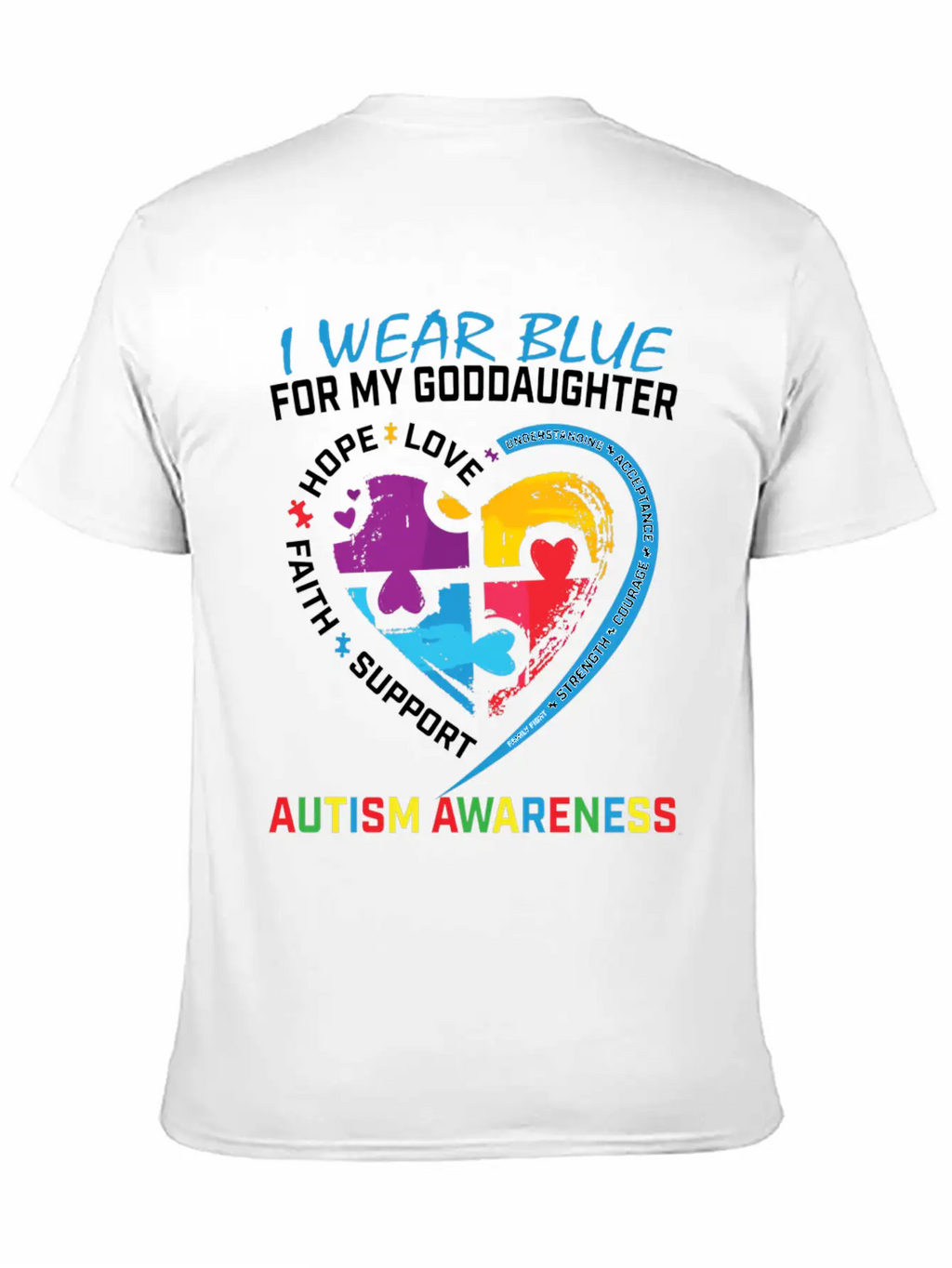 Puzzle I Wear Blue Goddaughter Autism Awareness Relaxed Everyday Tee – Lightweight And Durable Cotton