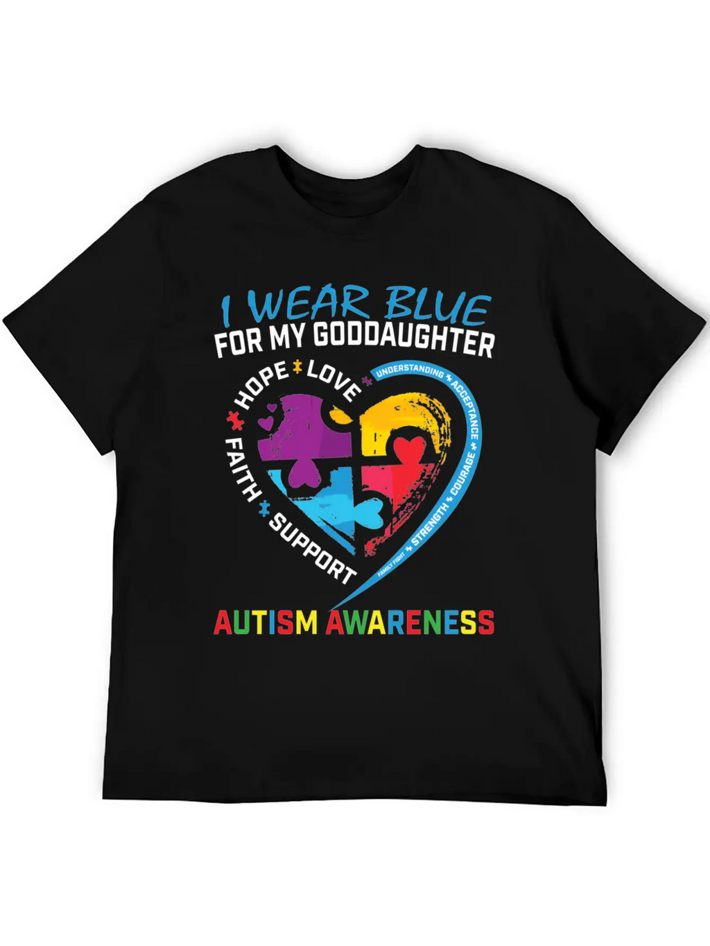 Puzzle I Wear Blue Goddaughter Autism Awareness Relaxed Everyday Tee – Lightweight And Durable Cotton