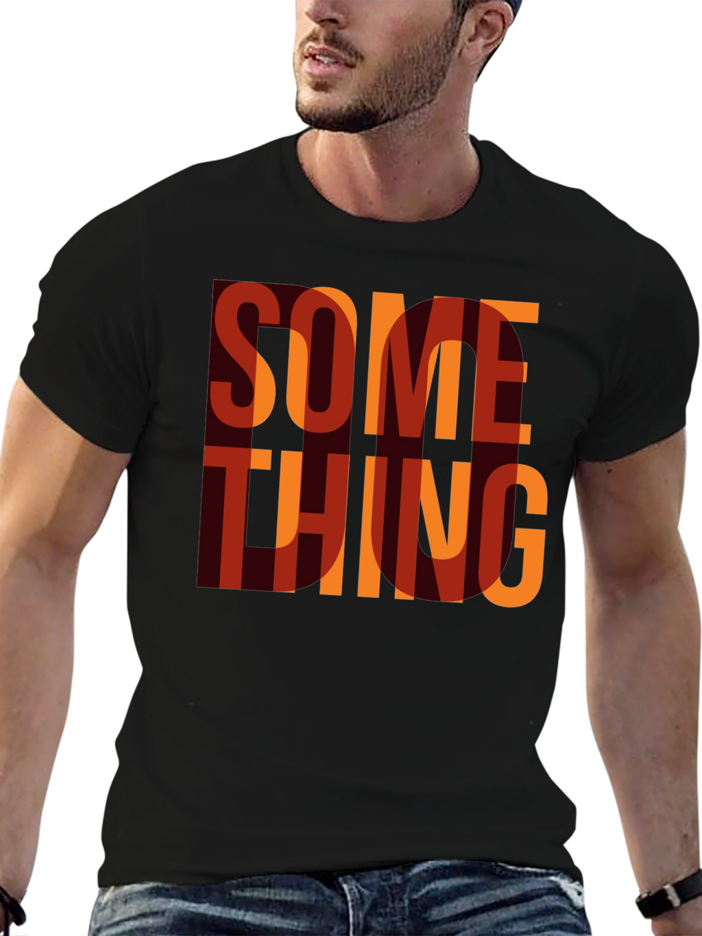 Something Graphic Print Crewneck T-Shirt