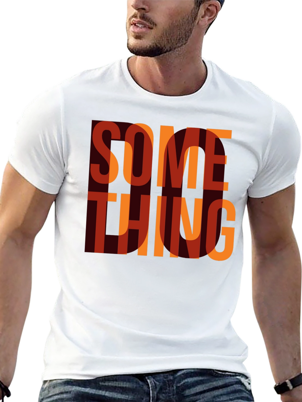 Something Graphic Print Crewneck T-Shirt