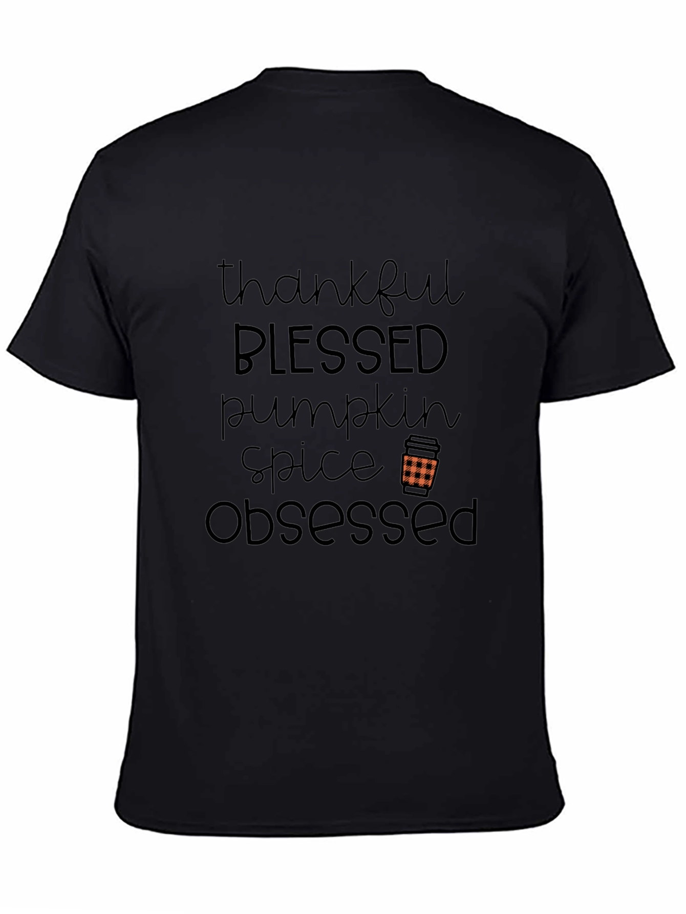 Thankful Blessed Pumpkin Spice Obsessed Black Tee