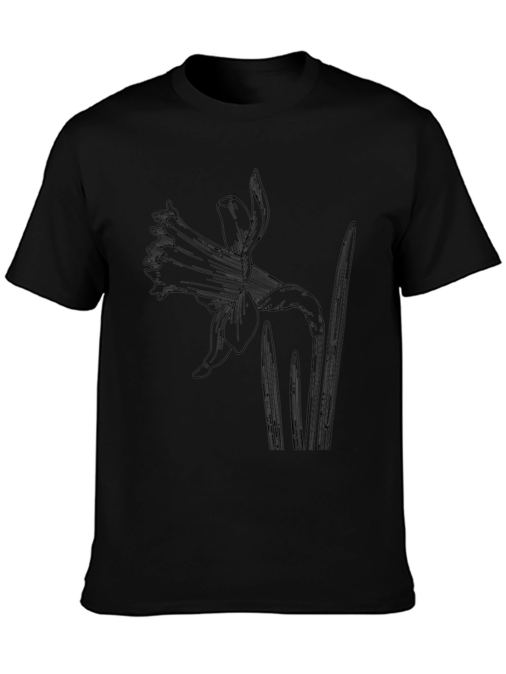 Black Graphic Tee with Botanical Floral Print