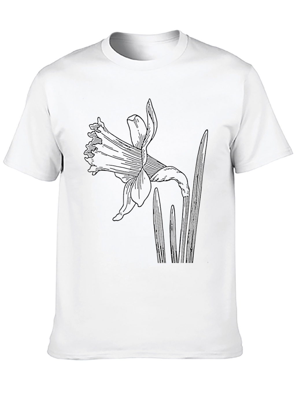 Black Graphic Tee with Botanical Floral Print