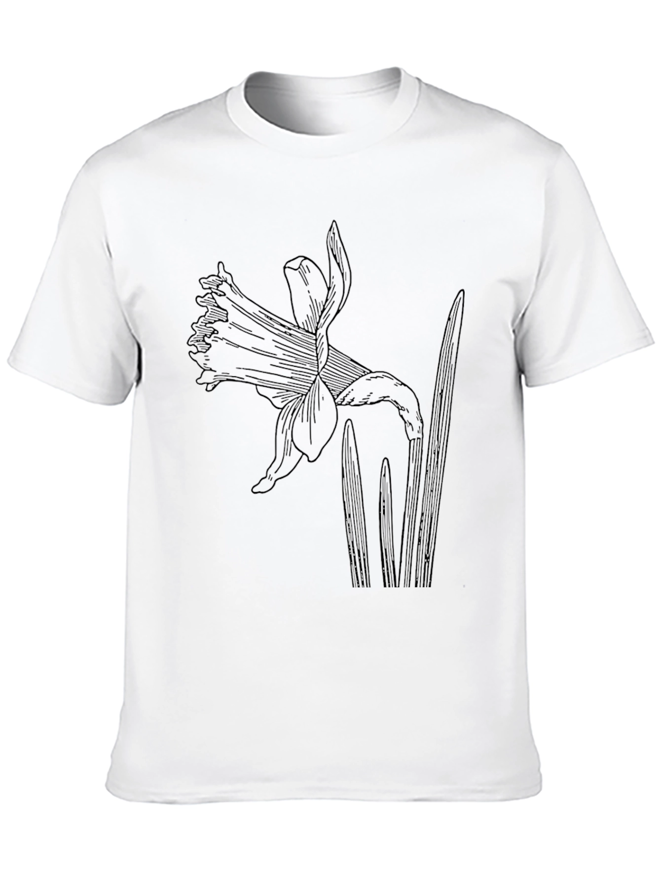 Black Graphic Tee with Botanical Floral Print