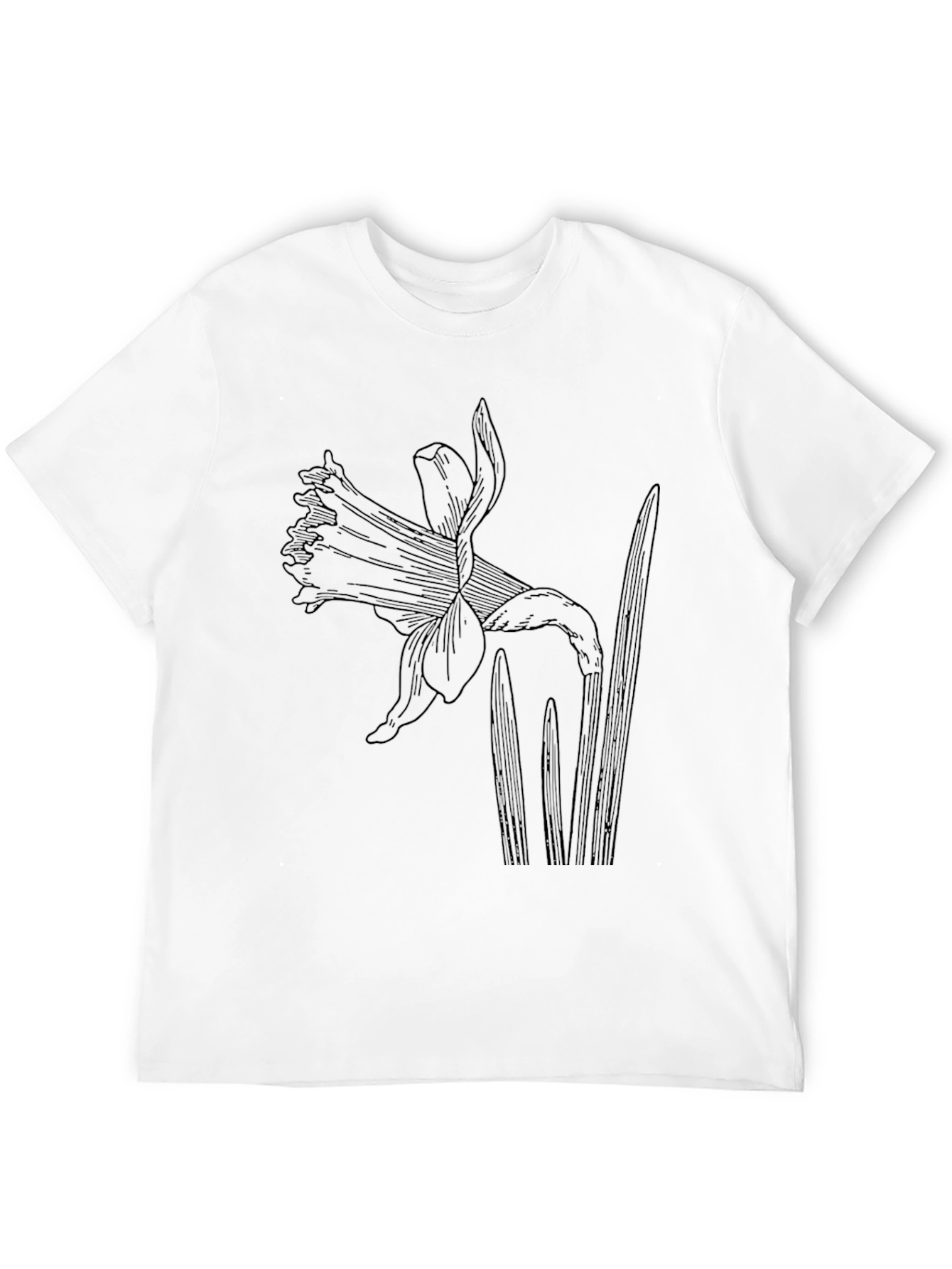 Black Graphic Tee with Botanical Floral Print