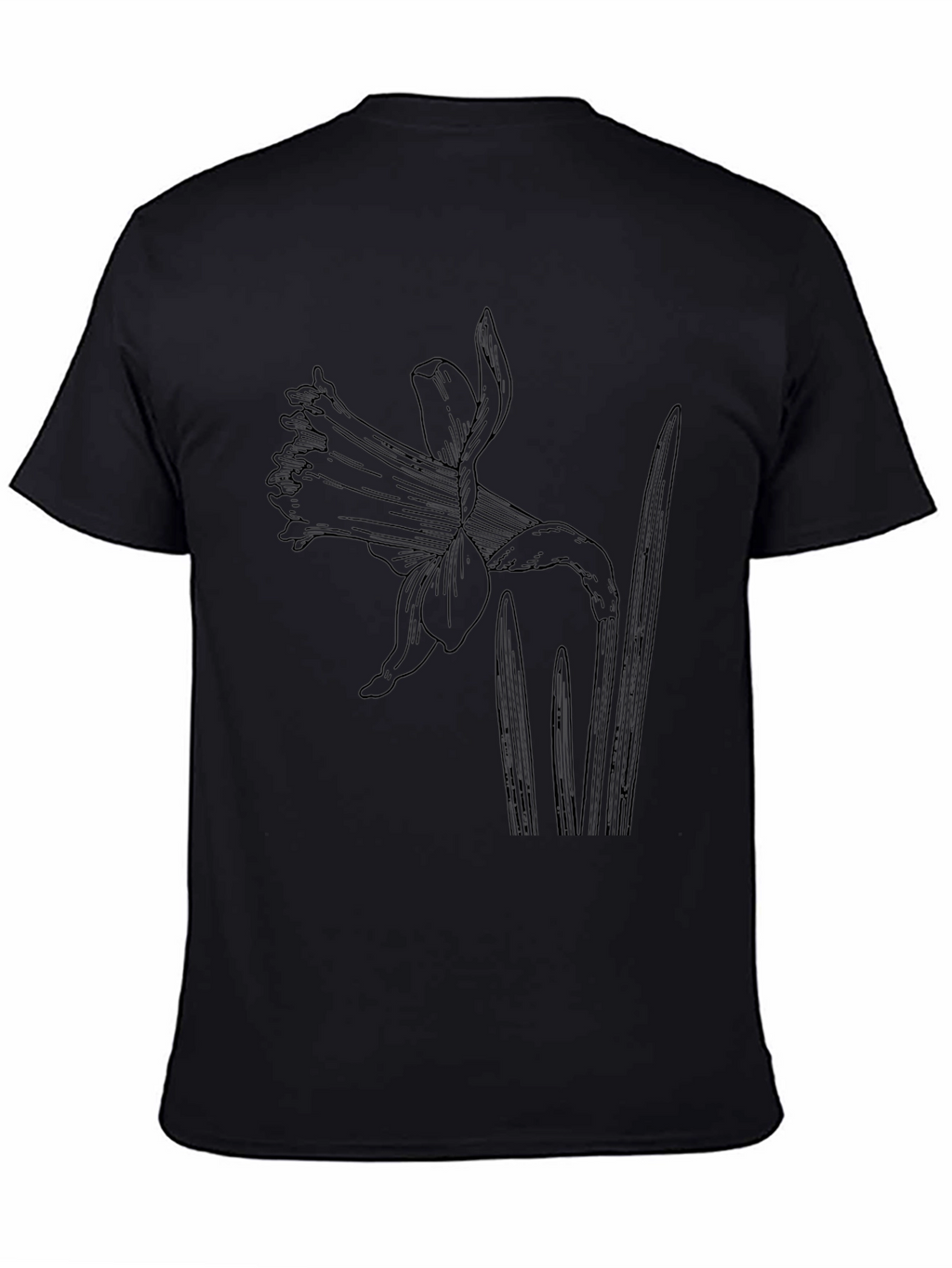 Black Graphic Tee with Botanical Floral Print