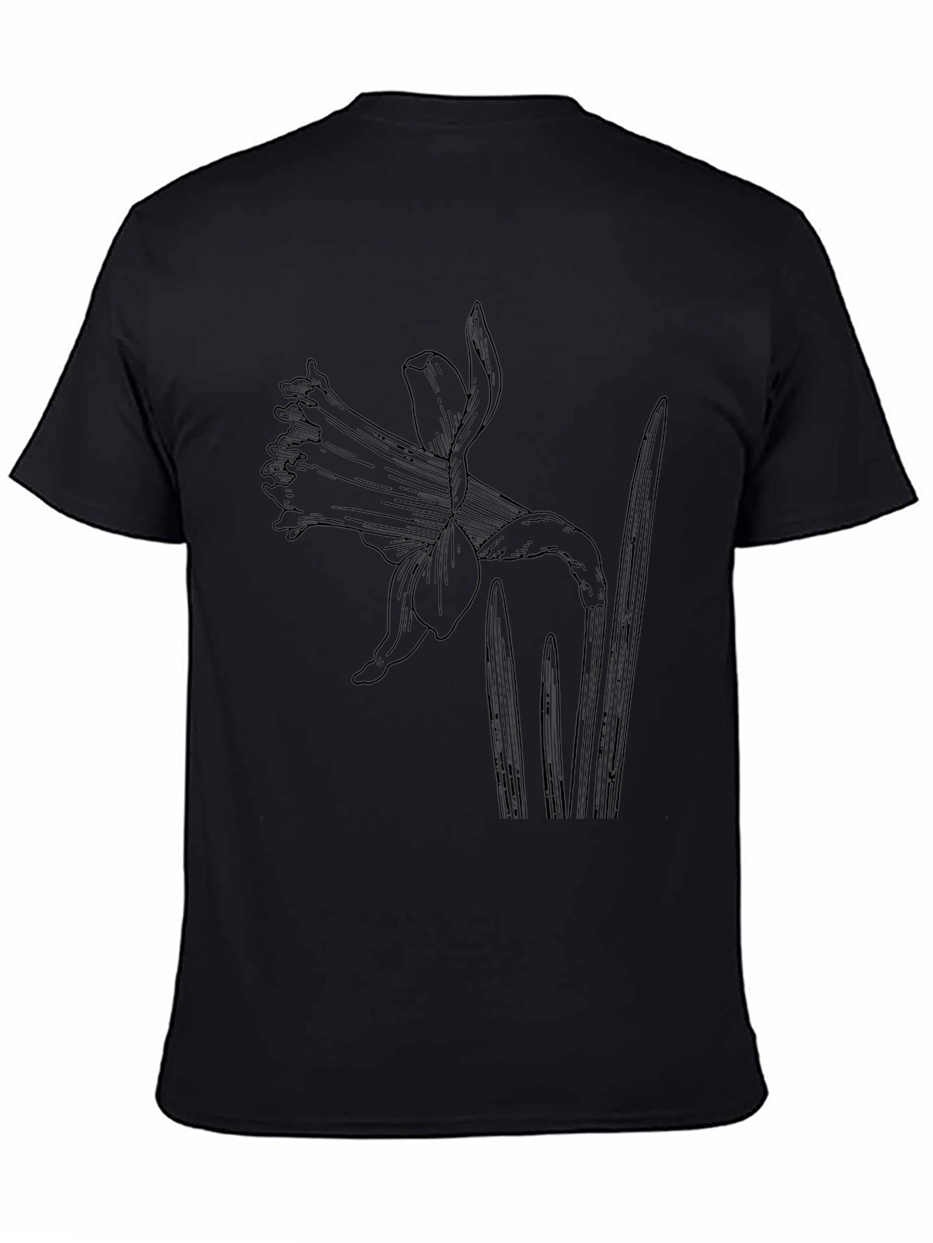 Black Graphic Tee with Botanical Floral Print