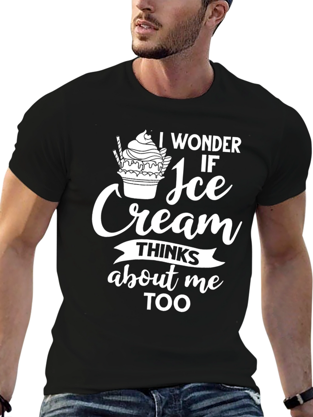 Ice Cream Thinking Funny T-Shirt