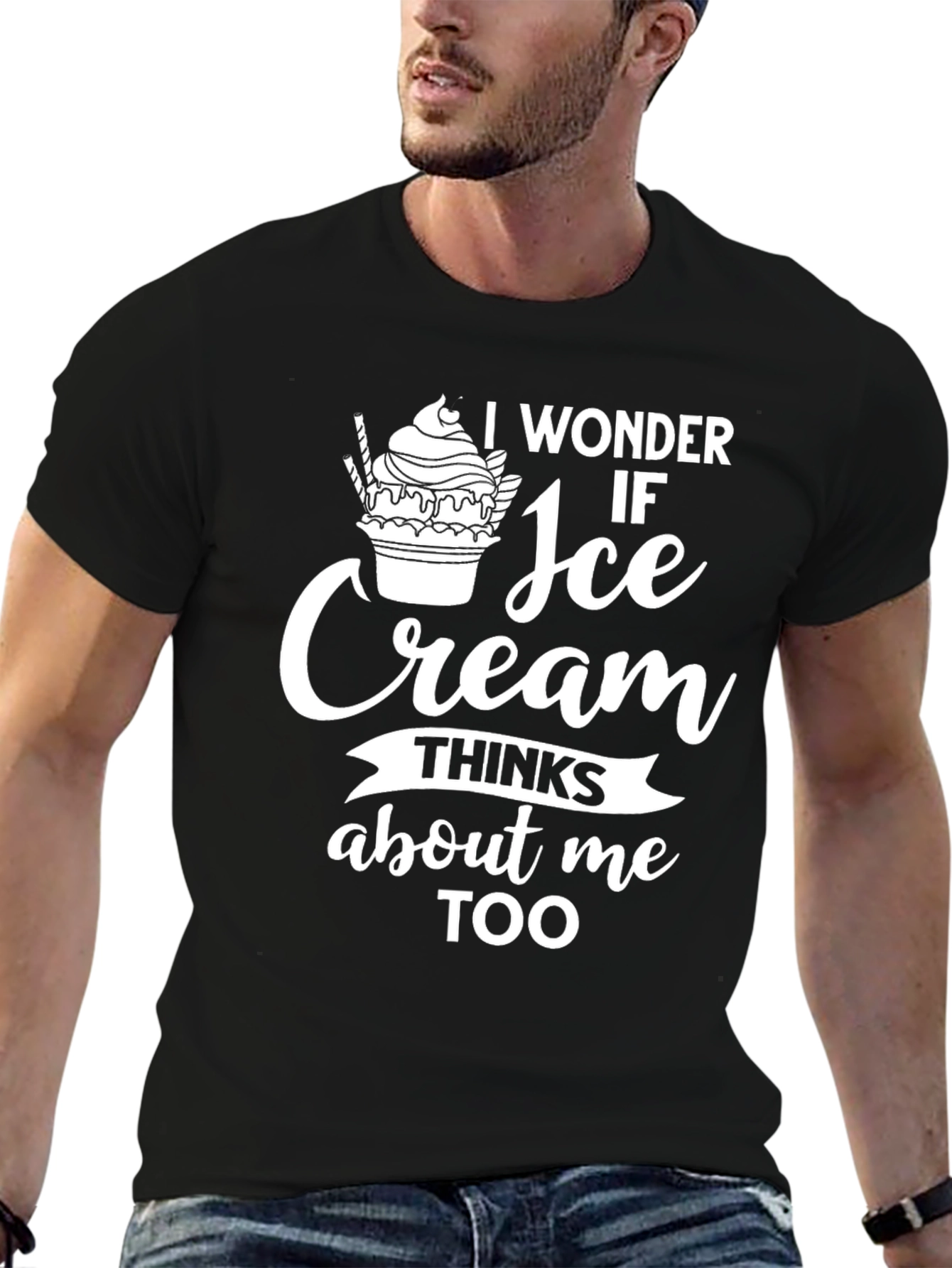 Ice Cream Thinking Funny T-Shirt