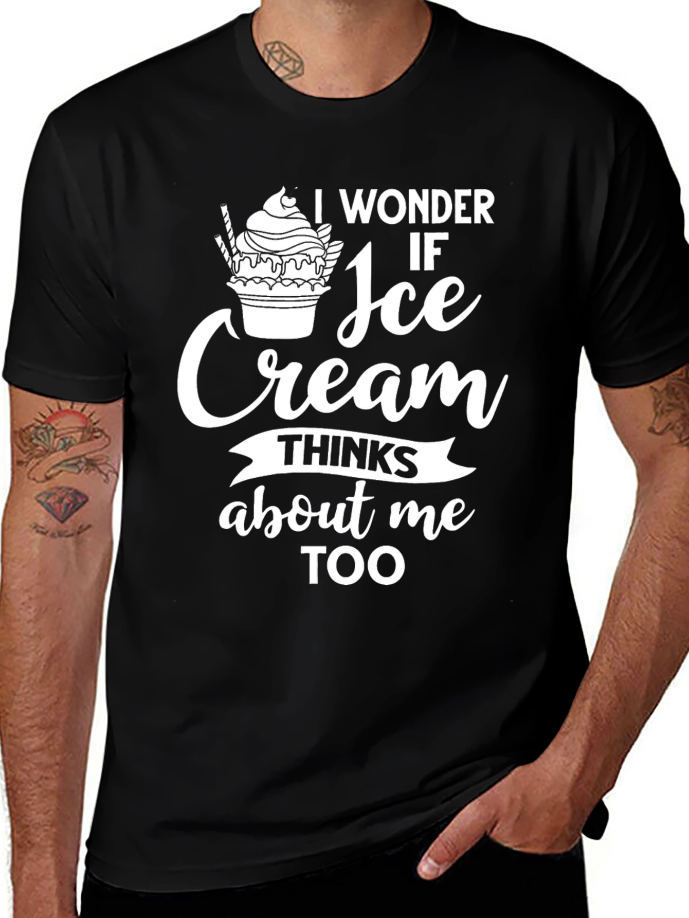 Ice Cream Thinking Funny T-Shirt