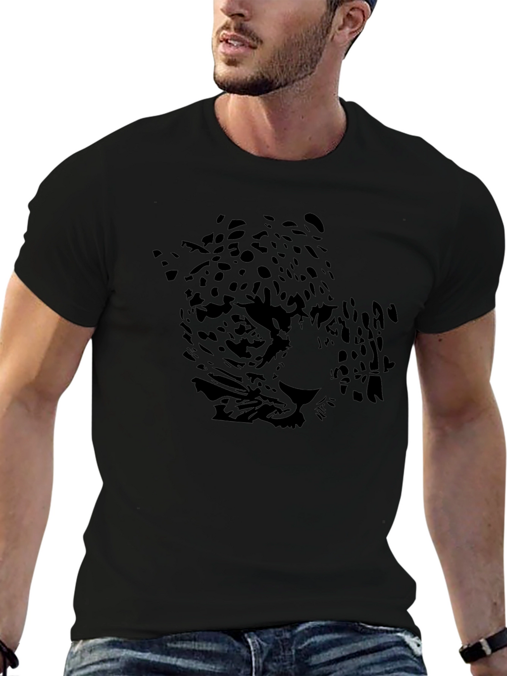 Black Jaguar Graphic Print Mens T-Shirt
