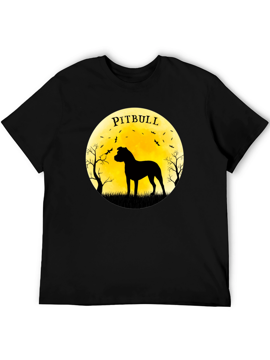 Pitbull Silhouette Moon Graphic Tee