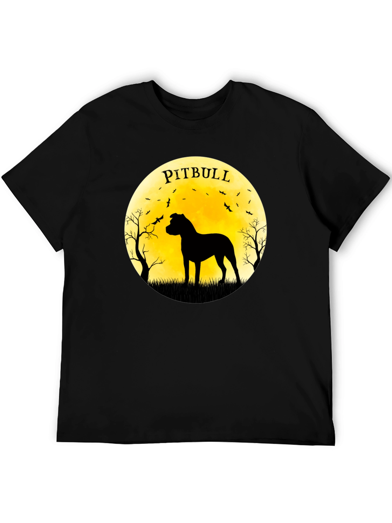 Pitbull Silhouette Moon Graphic Tee
