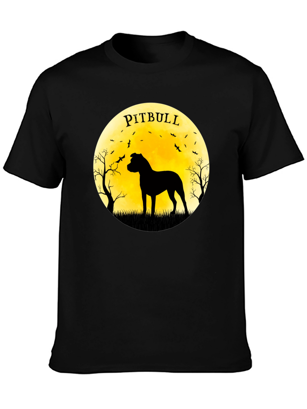 Pitbull Silhouette Moon Graphic Tee