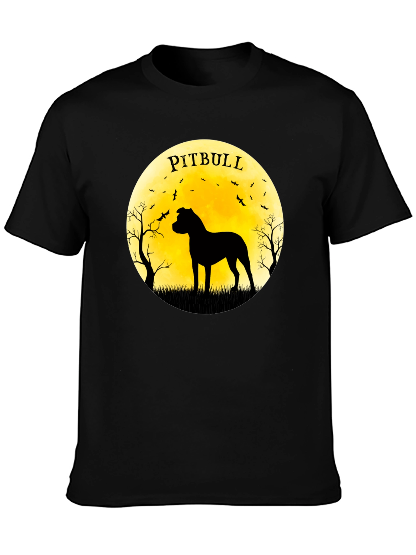 Pitbull Silhouette Moon Graphic Tee