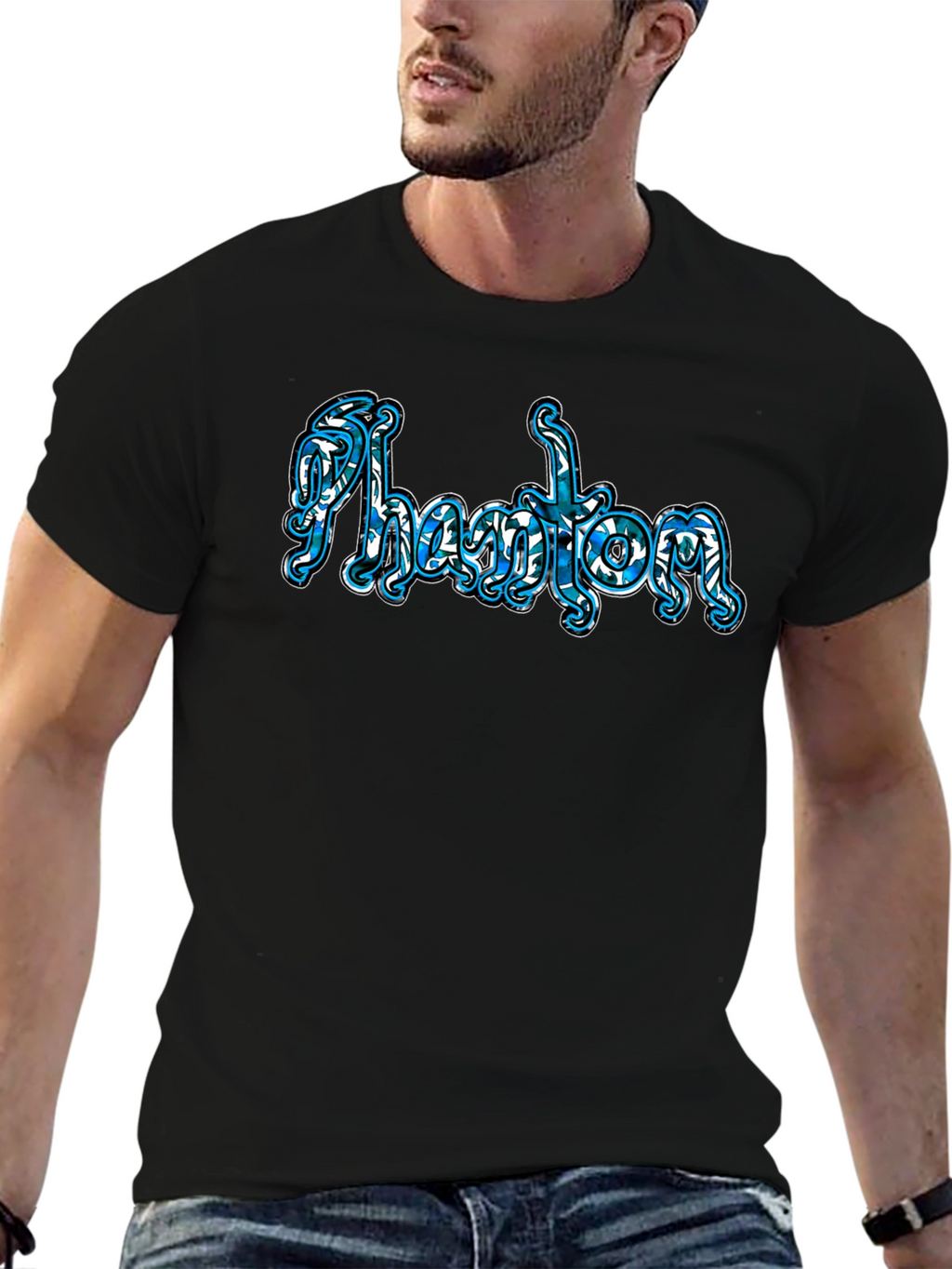 Phantom Word Art Black T-Shirt