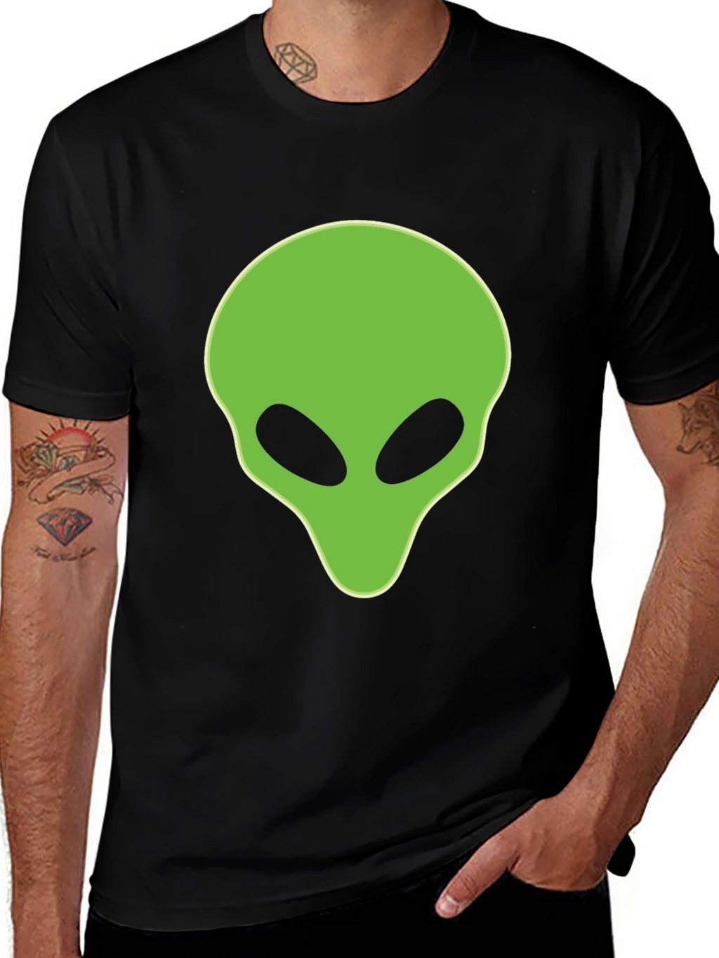 Alien Head Graphic Black T-Shirt