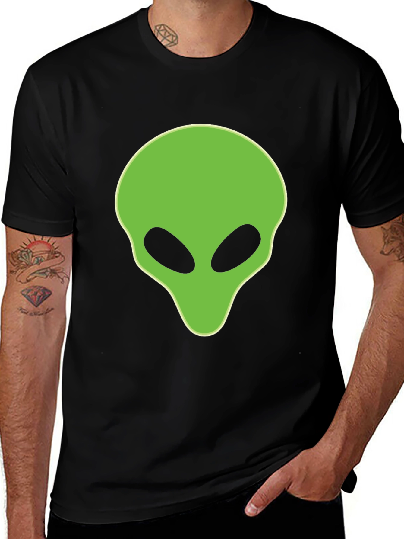 Alien Head Graphic Black T-Shirt