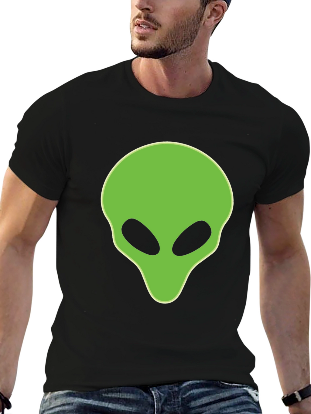 Alien Head Graphic Black T-Shirt