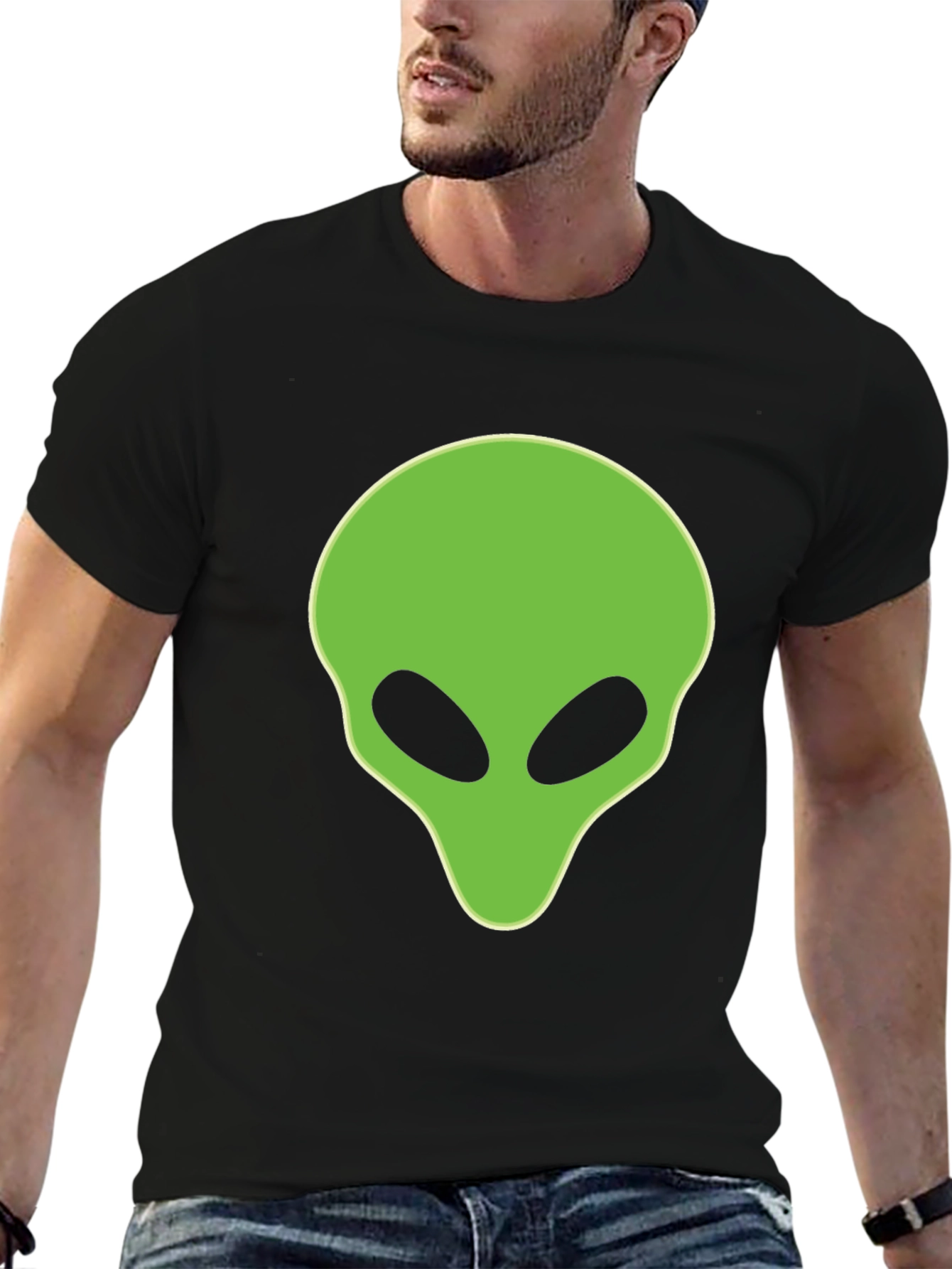 Alien Head Graphic Black T-Shirt