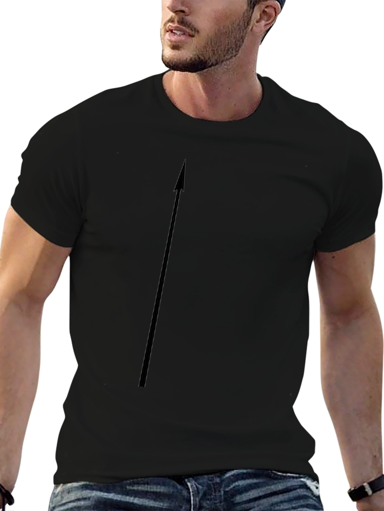 Mens Black Crew Neck Basic Tee
