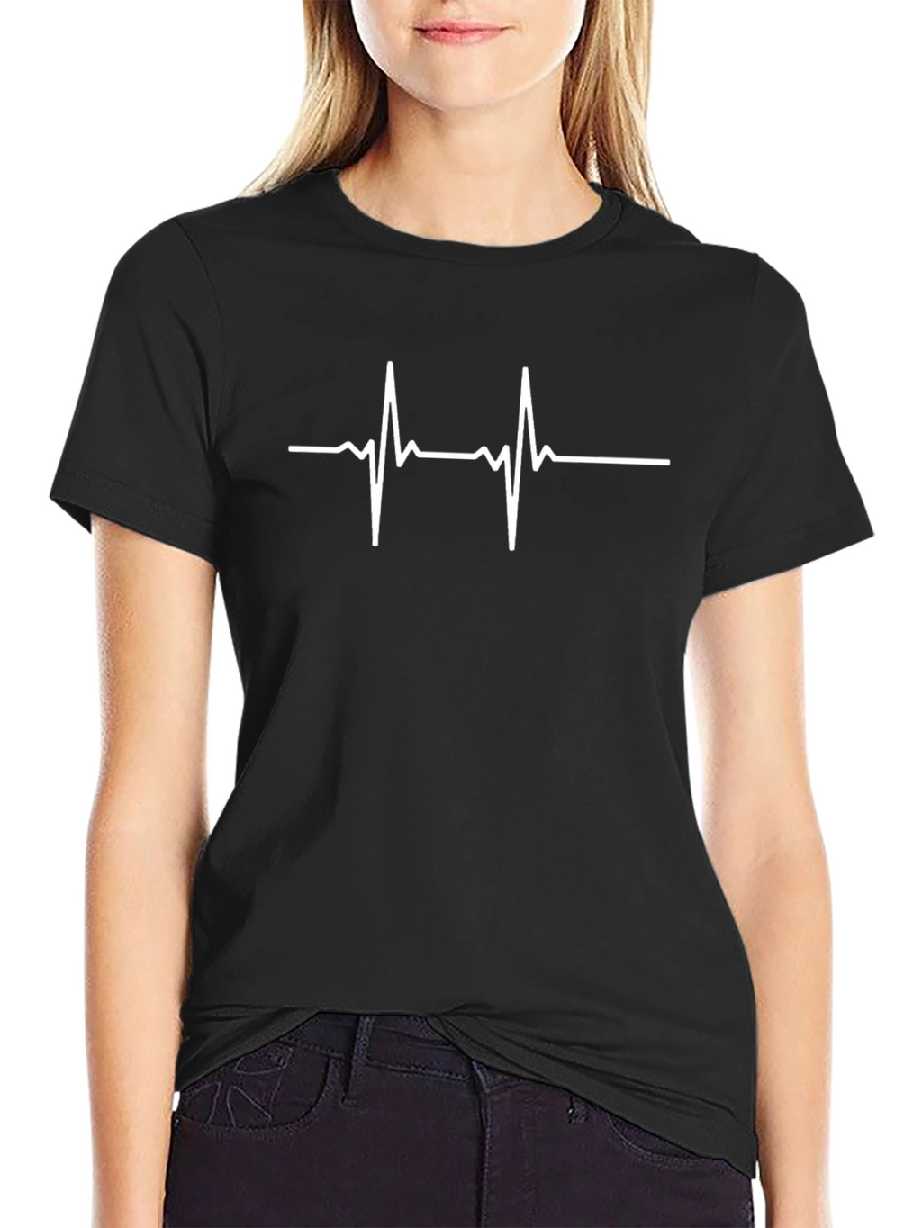 Heartbeat ECG Graphic Tee - Black