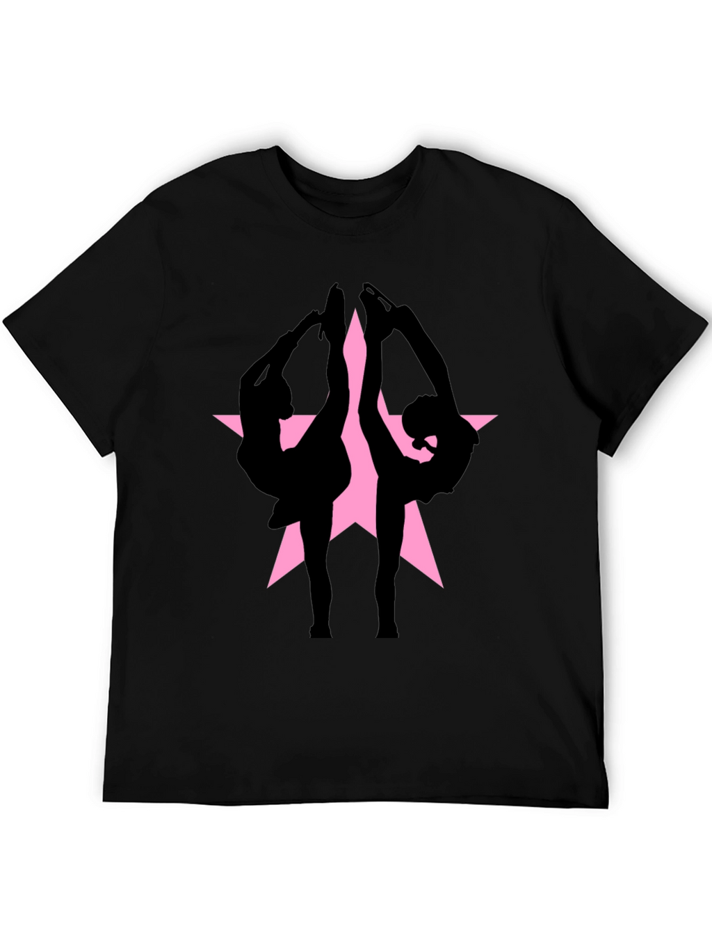 Figure Skating Silhouette Star Graphic Tee - Black