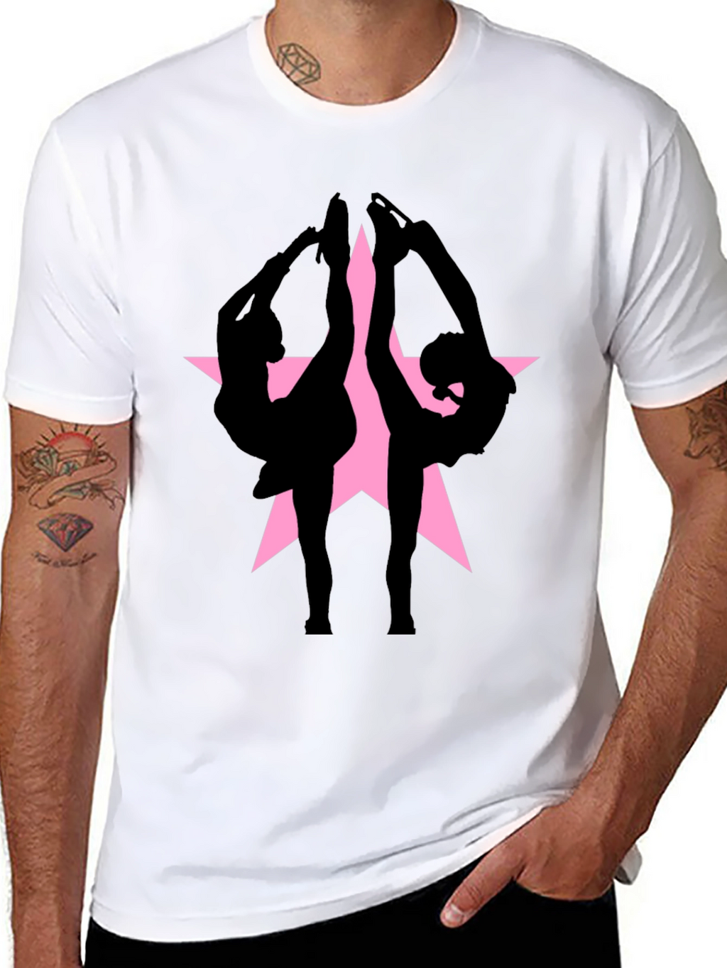 Figure Skating Silhouette Star Graphic Tee - Black