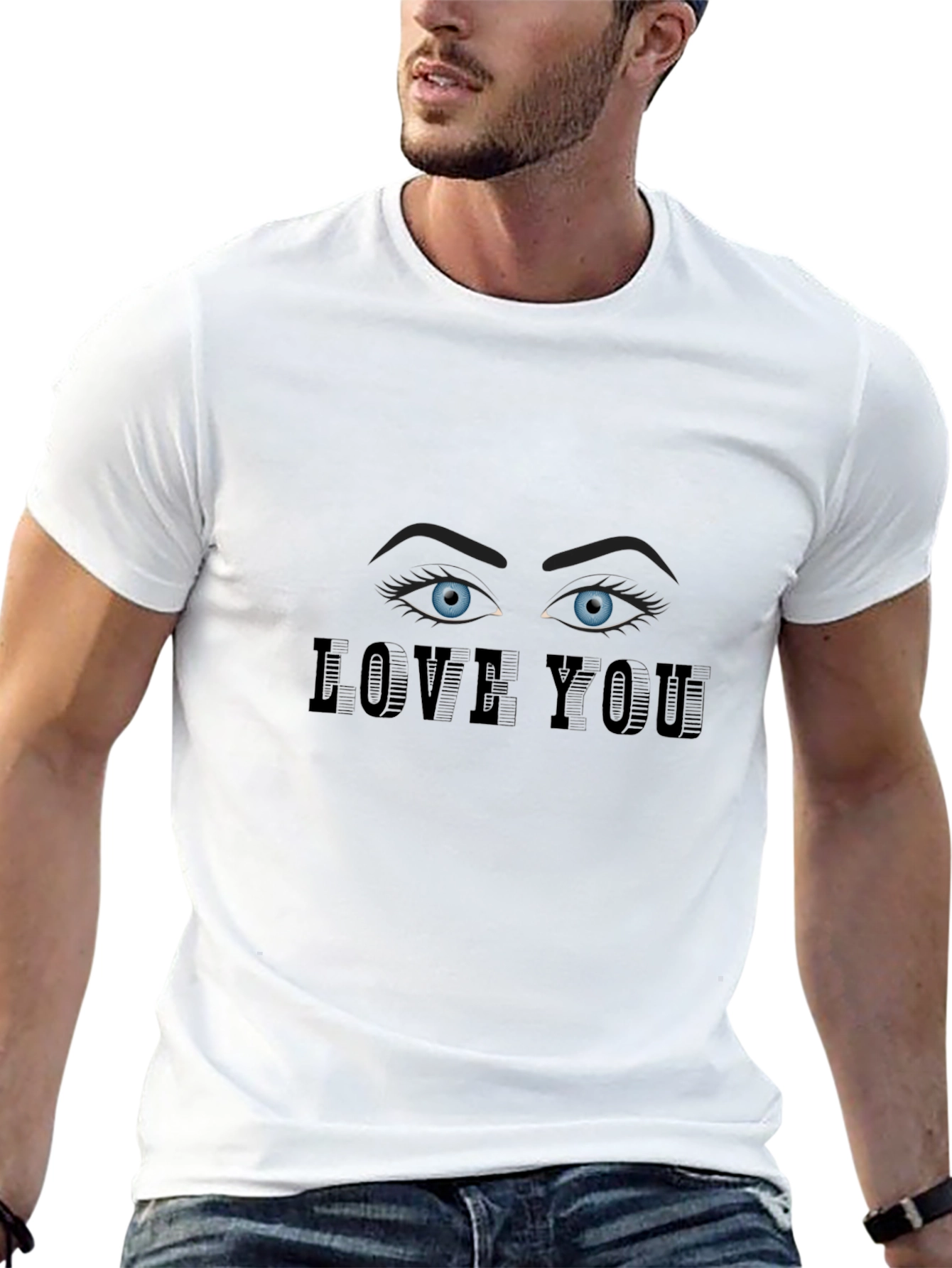 Love You Eyes Graphic T-Shirt - Casual Wear