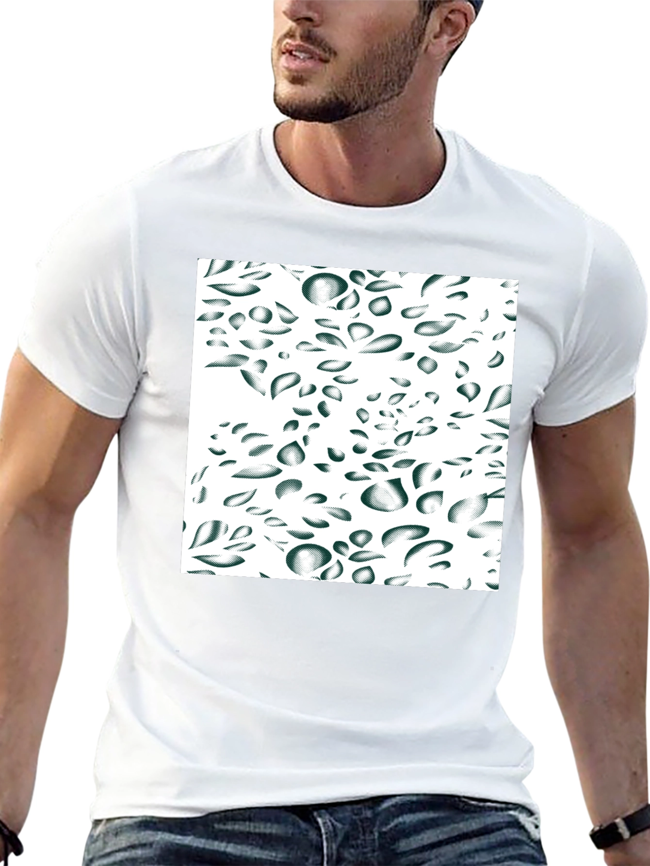 Abstract Drop Pattern Black Tee