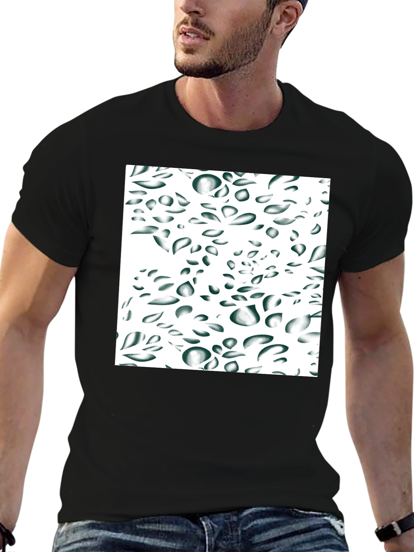 Abstract Drop Pattern Black Tee