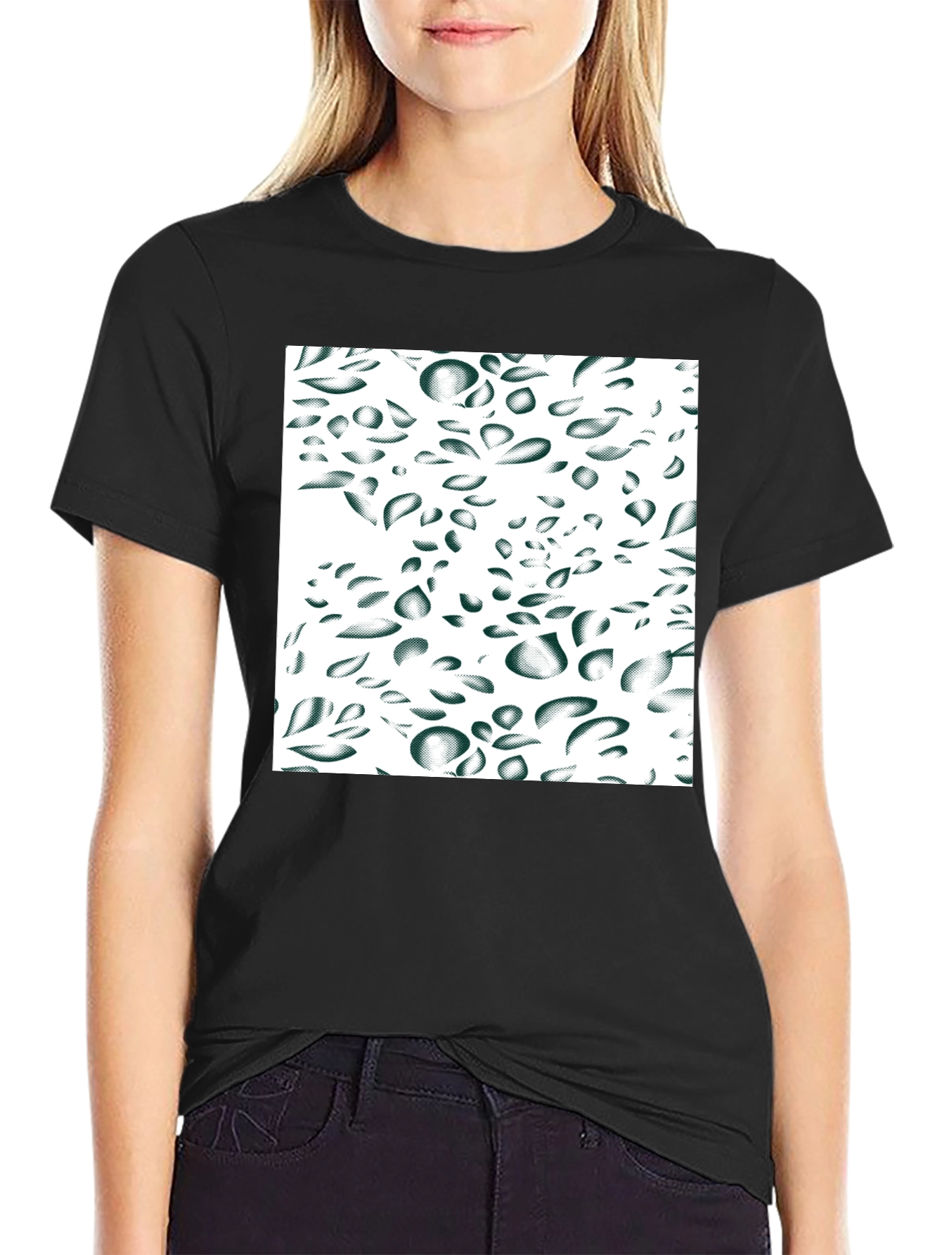 Abstract Drop Pattern Black Tee
