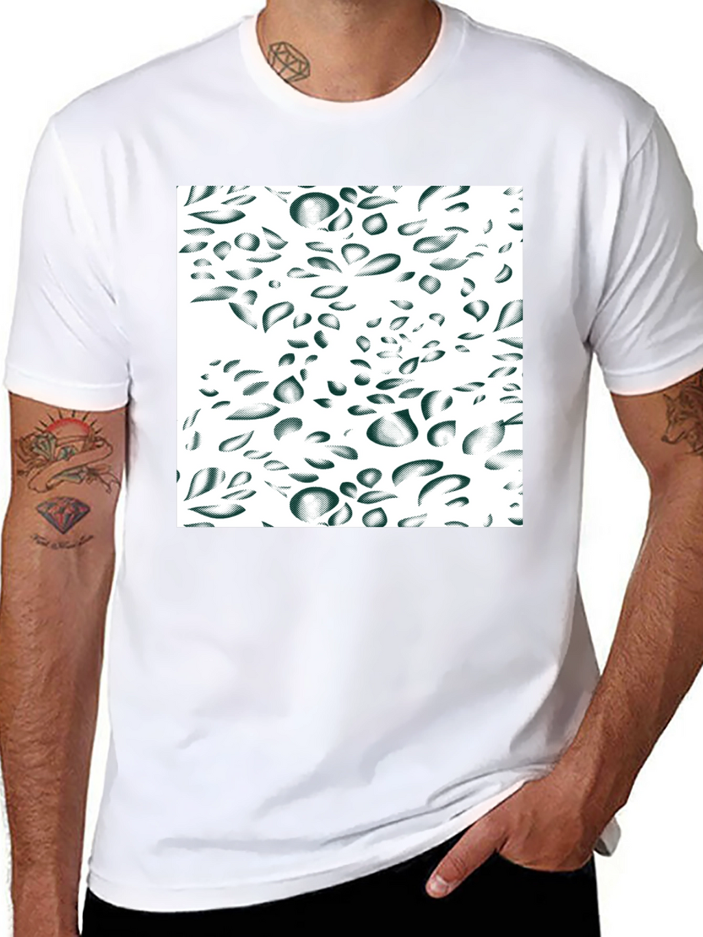 Abstract Drop Pattern Black Tee
