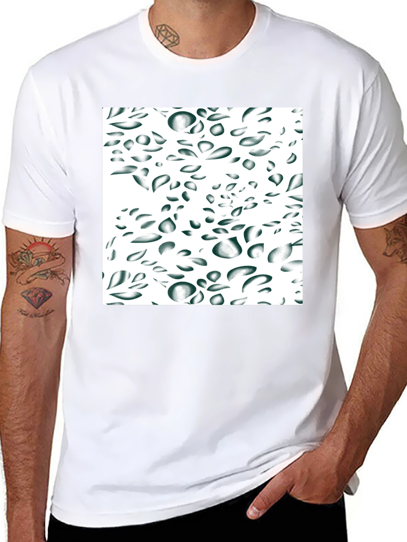 Abstract Drop Pattern Black Tee